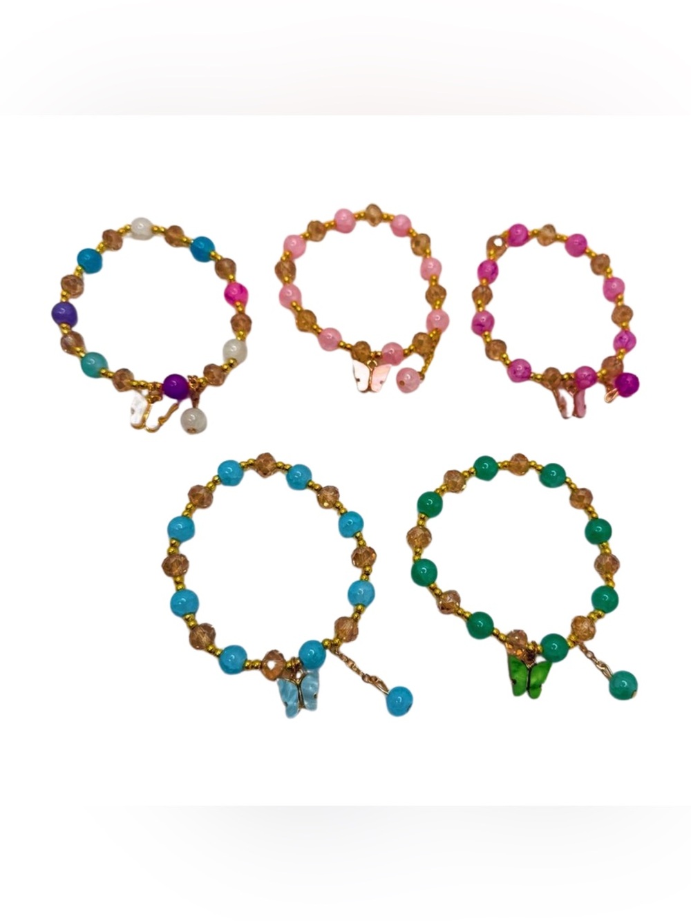 BUY NOW PICK Butterfly Charm Stretch Beaded Bracelet Colorful Crystal Bracelet